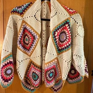 Handmade, crochet granny square cardigan